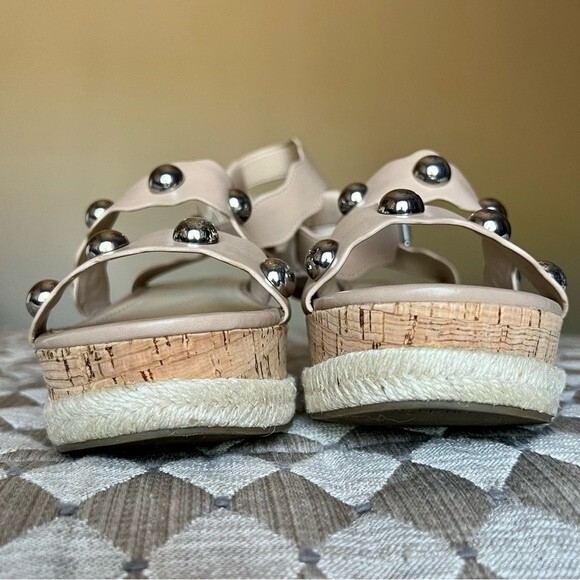 Marc Fisher Faythe Silver Studded Straps Cork Soles Platform Sandals Women’s 8.5 - Picture 8 of 15